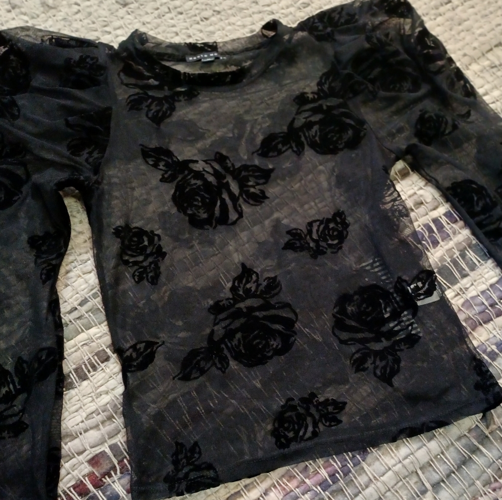 Haute Monde lace floral Puff Sleeve Blouse